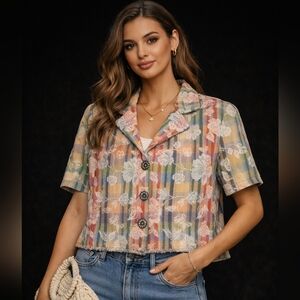 Chic Multicolor Floral Button Down Shirt